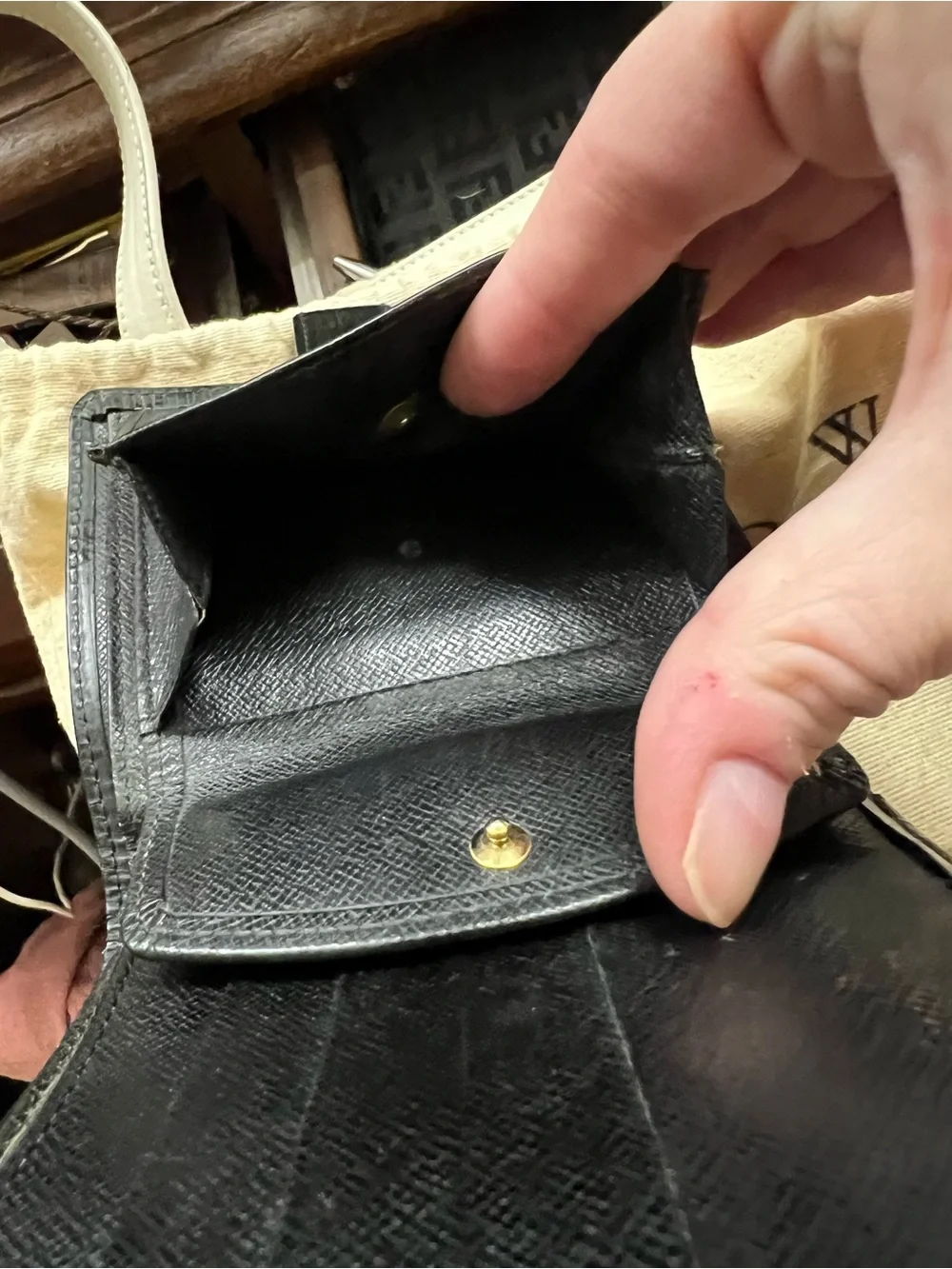 Louis Vuitton Black Epi Leather Snap Wallet